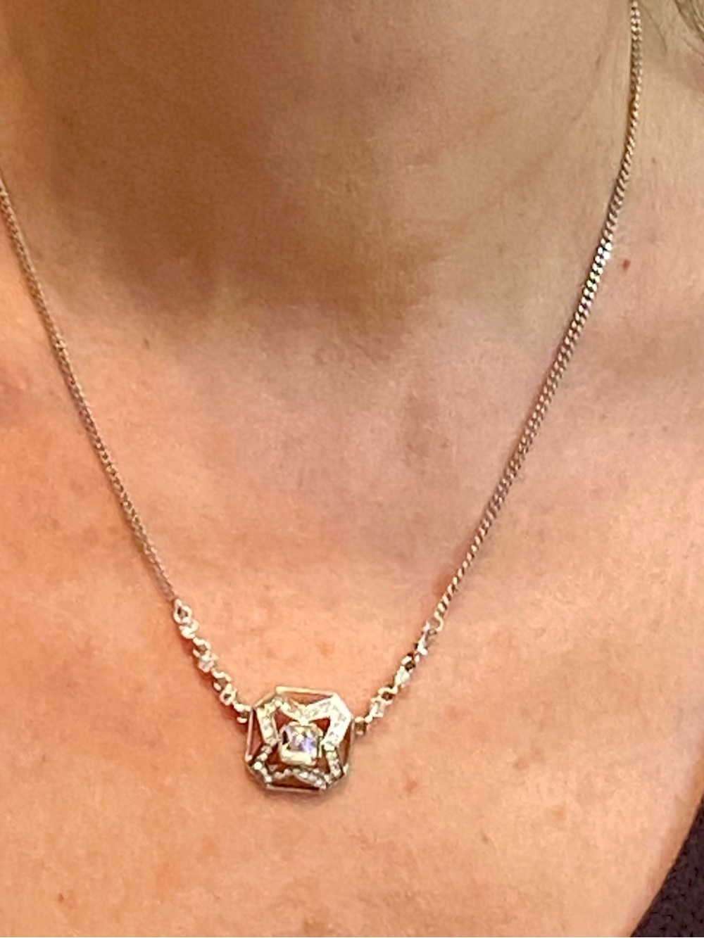 Stunning crystal Givenchy necklace square Astor cut design with bezel stones